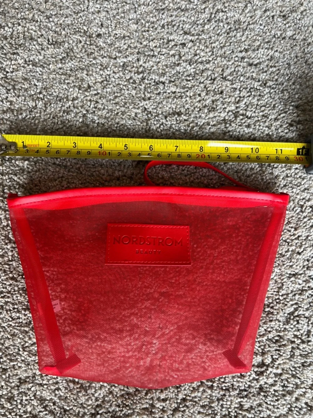 Nordstrom Beauty Red Mesh Wristlet Cosmetic Pouch